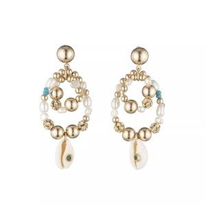 dannijo gold beaded drop earrings